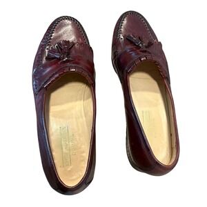 Men's Johnston & Murphy Tassel Loafers Oxblood Leather Italy Size 9.5 M Preppy